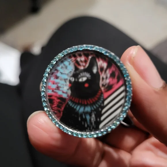 Marc By Marc Jacobs Black Cat Ring with Blue Accents - Picture 8 of 9